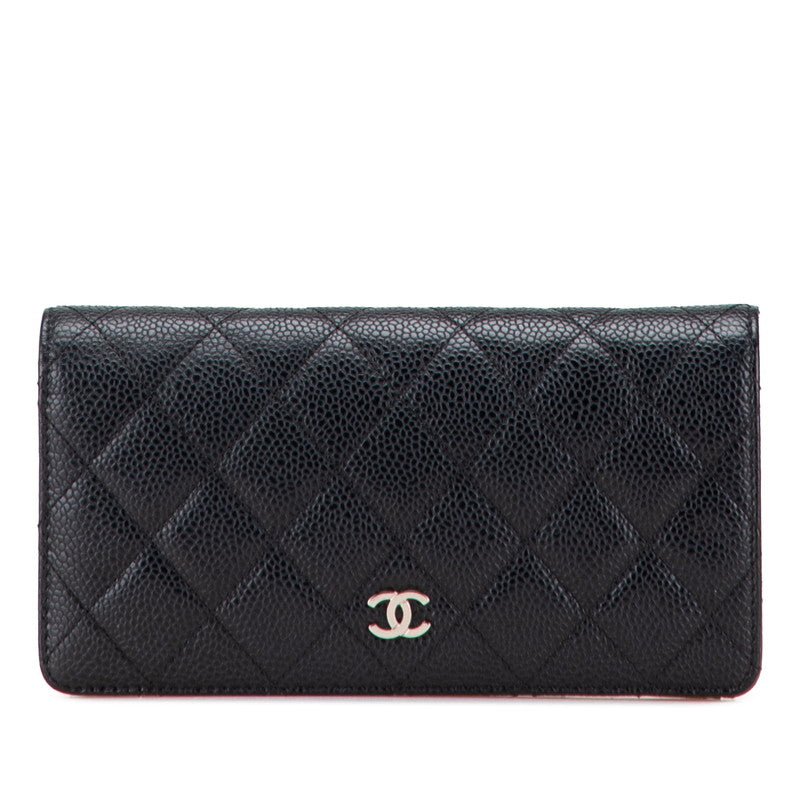 Chanel Coco Mark Matelassé Caviarskin Long Wallet