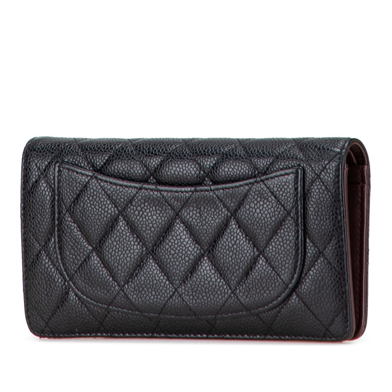 Chanel Coco Mark Matelassé Caviarskin Long Wallet