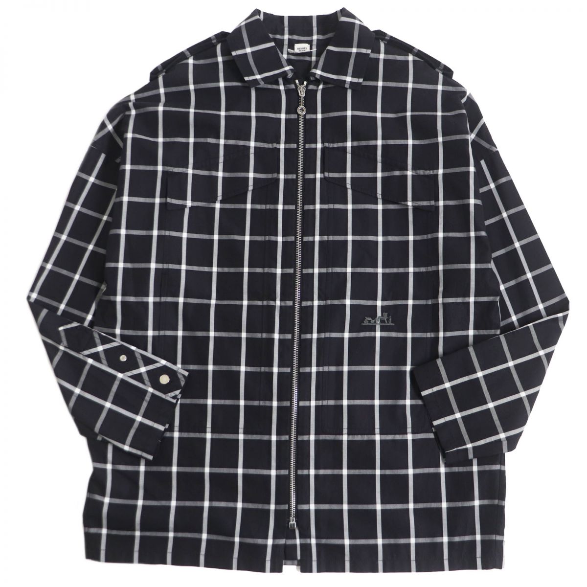 HERMES Blouson Main: 100% cotton, Part: 100% polyester black mens 36  d