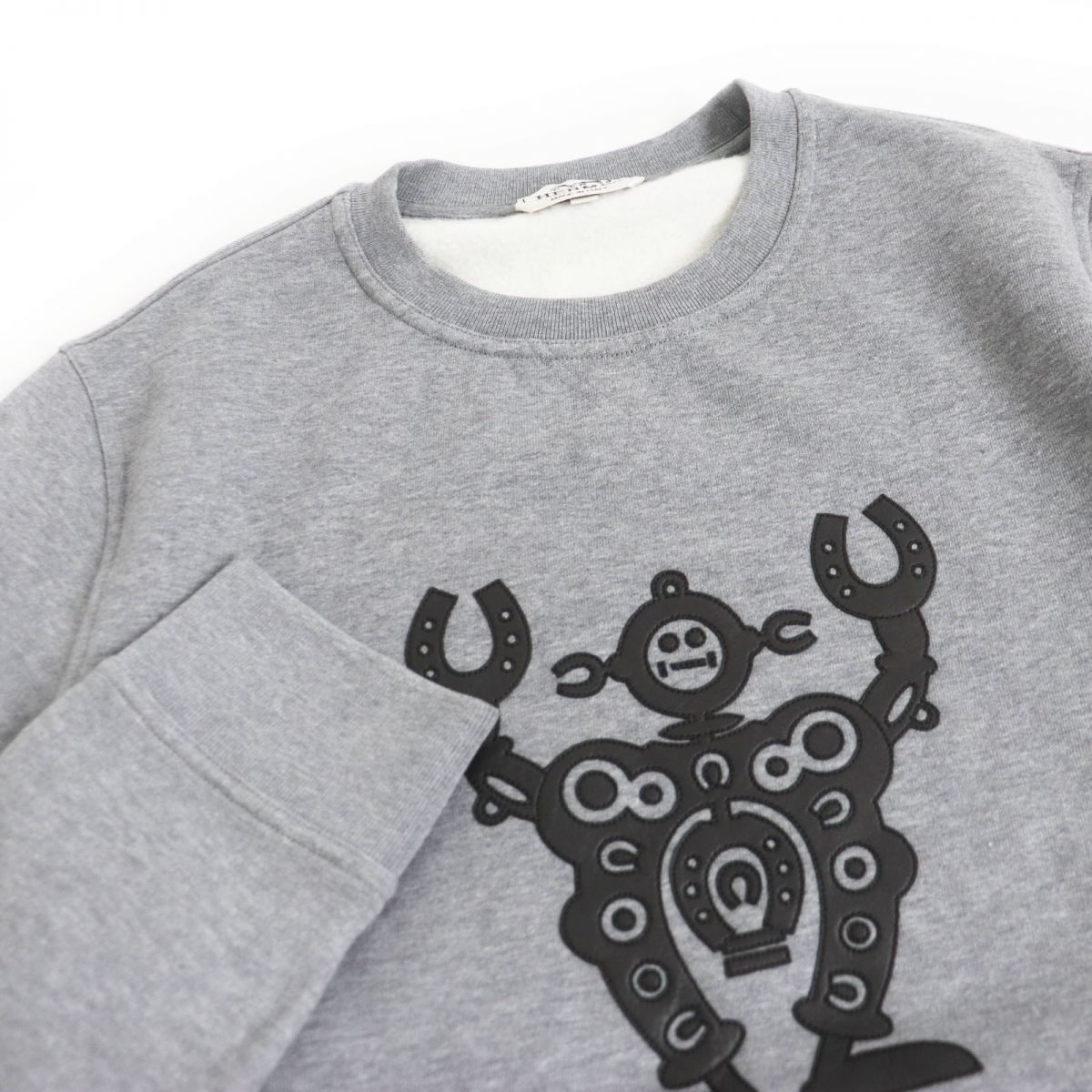 HERMES sweat Main: 100% cotton, Part: Sheepskin, Part: 90% cotton, Part: 10% polyurethane gray mens M  d