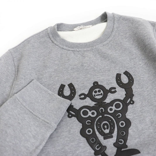 HERMES sweat Main: 100% cotton, Part: Sheepskin, Part: 90% cotton, Part: 10% polyurethane gray mens M  d