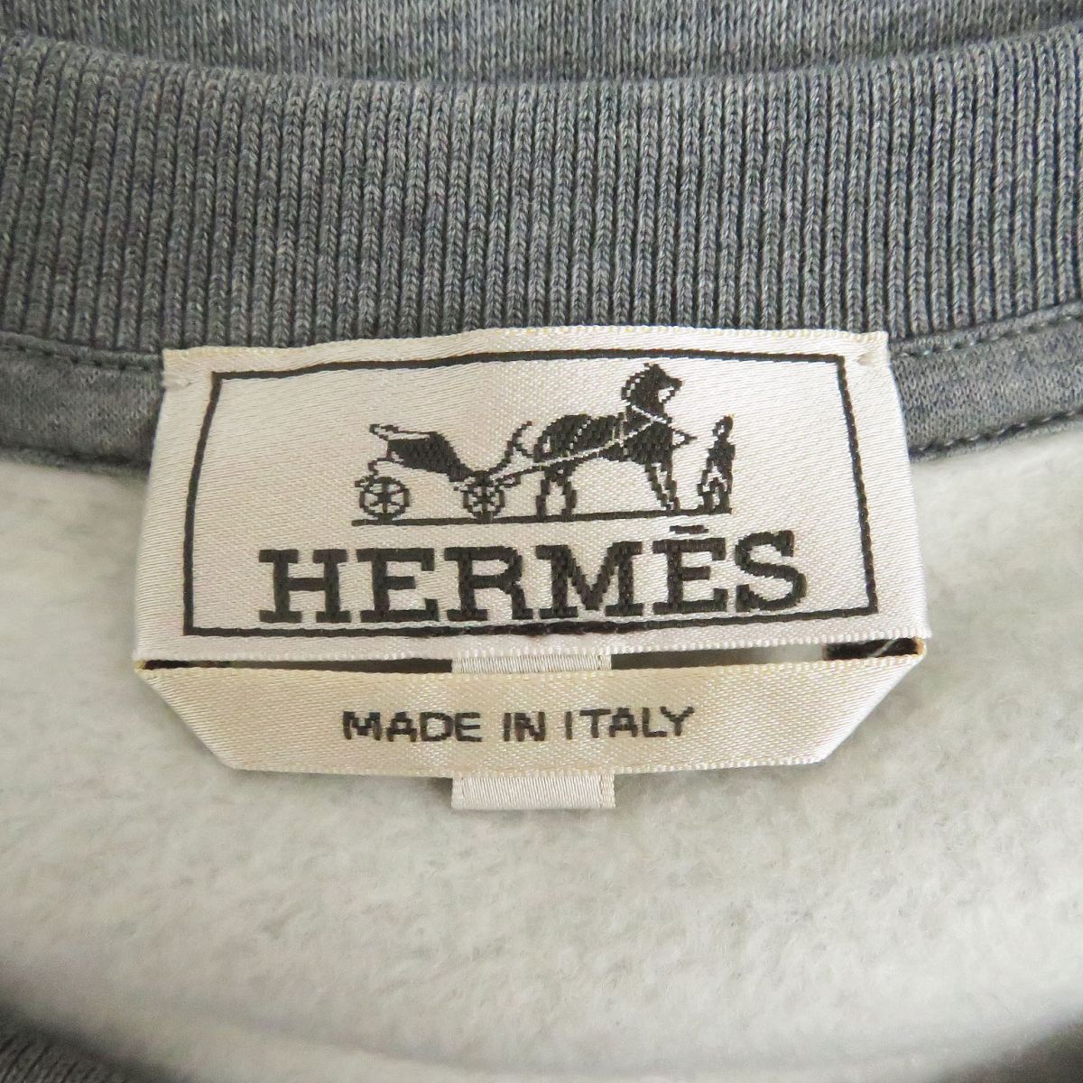 HERMES sweat Main: 100% cotton, Part: Sheepskin, Part: 90% cotton, Part: 10% polyurethane gray mens M  d