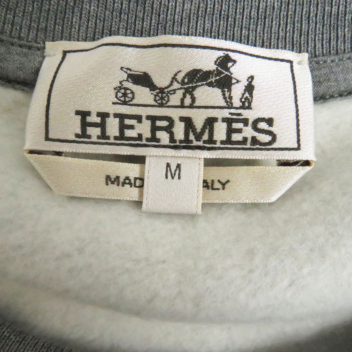 HERMES sweat Main: 100% cotton, Part: Sheepskin, Part: 90% cotton, Part: 10% polyurethane gray mens M  d