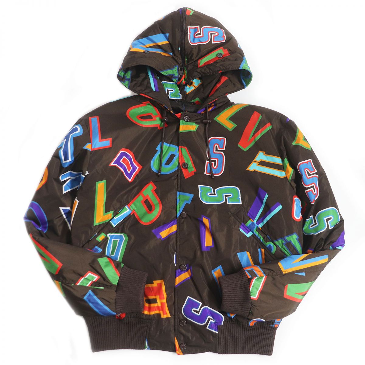 LOUIS VUITTON Blouson Outer: 100% nylon, Lining: 52% nylon, Lining: 48% cotton, Part: 47% wool, Part: 47% acrylic Brown type mens 44