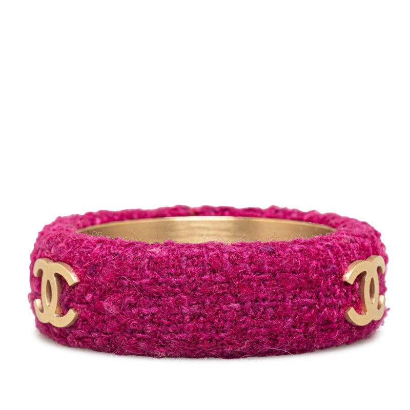 Chanel Coco Mark Bangle Purple Gold Tweed