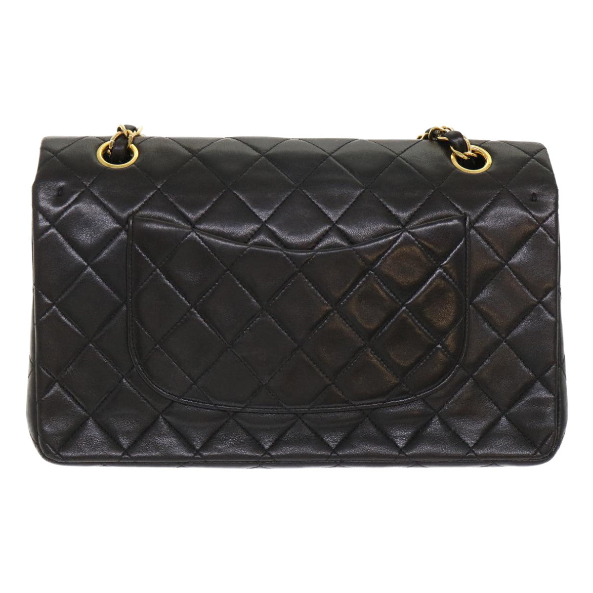 CHANEL Classic Matelasse 25 Chain Flap Shoulder Bag Lamb Skin Black Auth 29962A