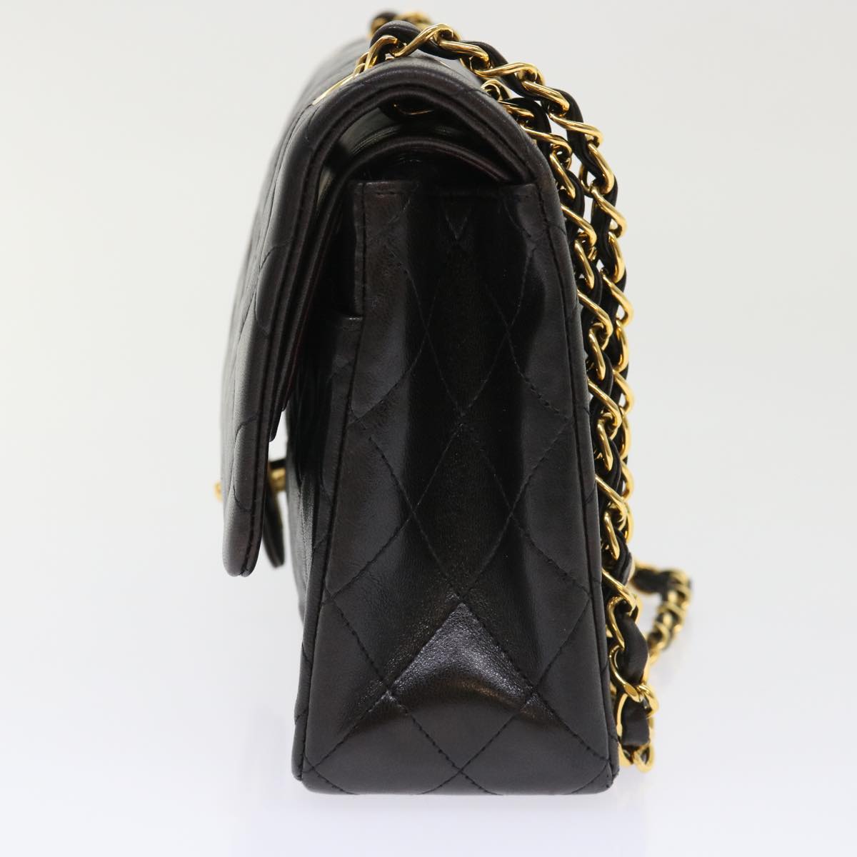 CHANEL Classic Matelasse 25 Chain Flap Shoulder Bag Lamb Skin Black Auth 29962A
