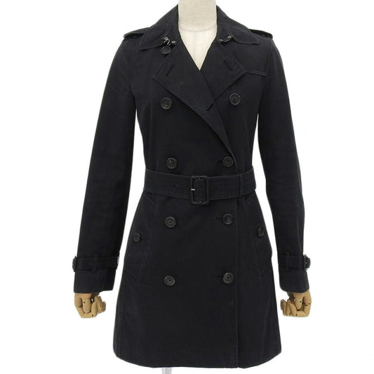 Burberry Kensington Trench Coat Black Cotton