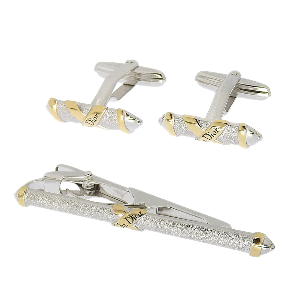 Christian Dior Logo Cufflinks & Tie Pin Set