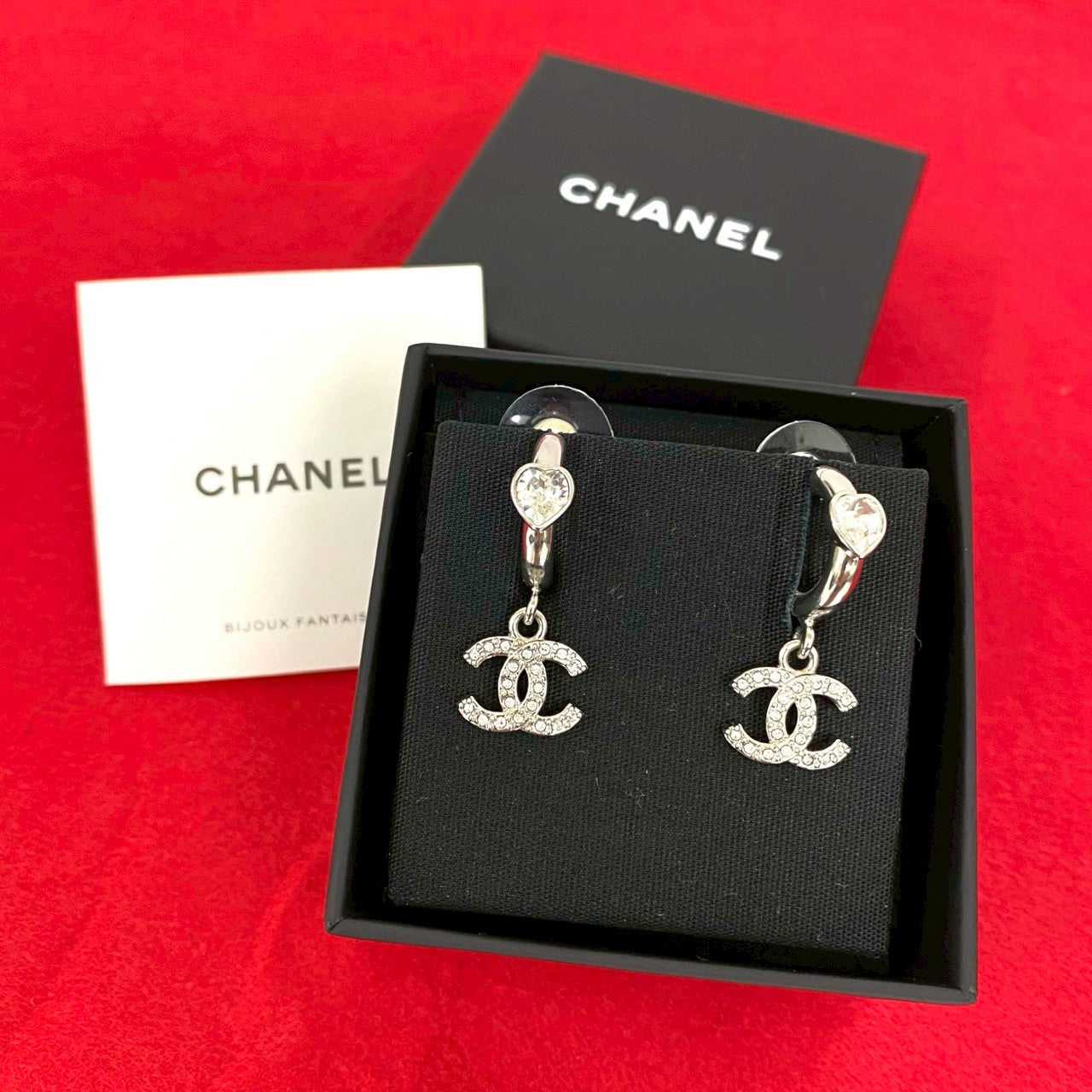 Chanel Coco Mark Heart Motif Earrings