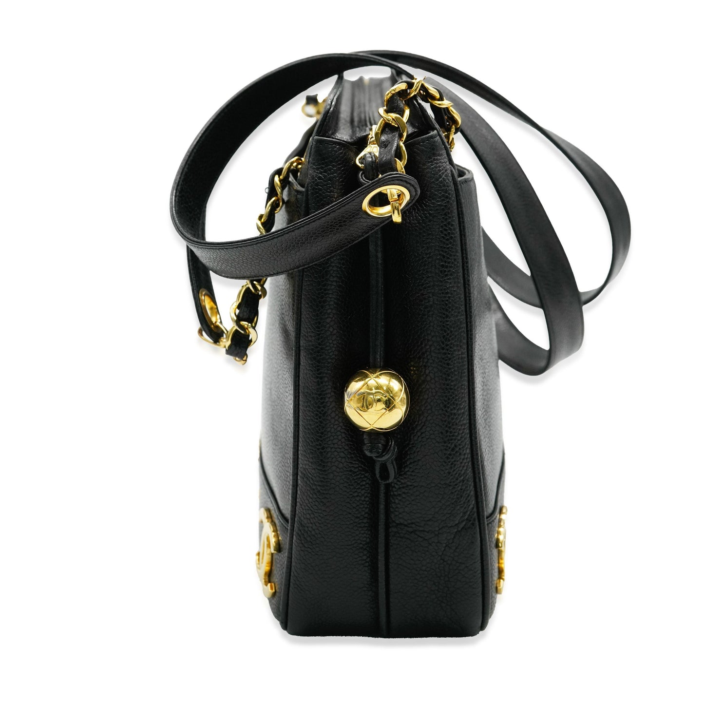 CHANEL Black Caviar Triple CC Chain Tote