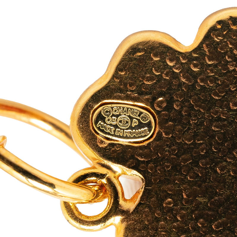Chanel Gold-Plated Plastic Coco Mark Clover Motif Swing Earrings 03P