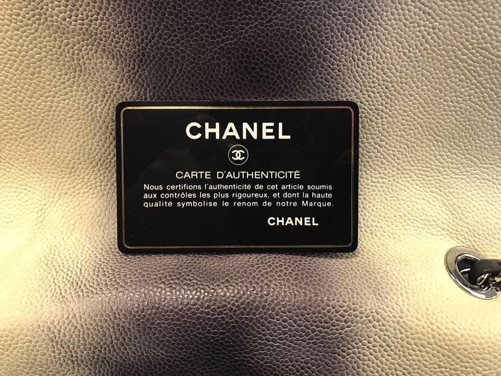 CHANEL Caviar Leather Ombre Jumbo Single Flap Blanc White Shoulder Bag
