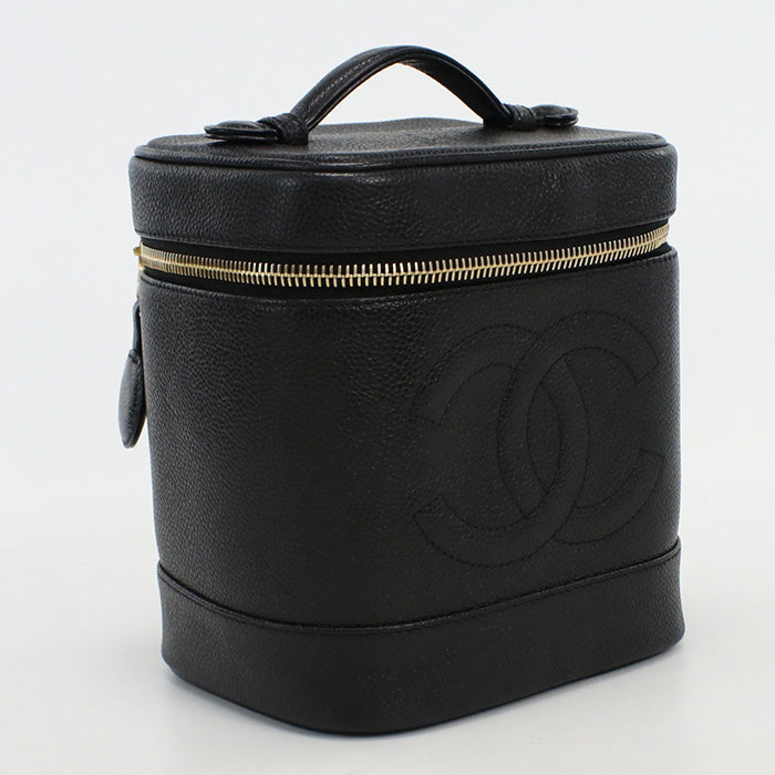 CHANEL A01998 Handbag   COCO Mark cosmetic pouch Mini Bag Vanity Bag Caviar skin black Women