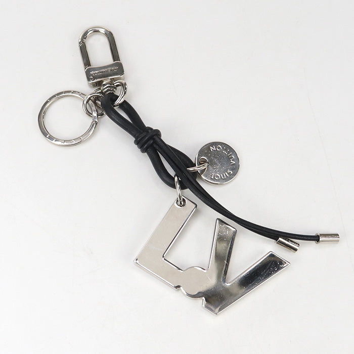 LOUIS VUITTON M66497 Porte-Clés LV Rope Key ring metal/leather silver mens