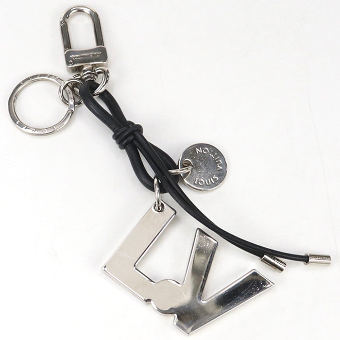 LOUIS VUITTON M66497 Porte-Clés LV Rope Key ring metal/leather silver mens