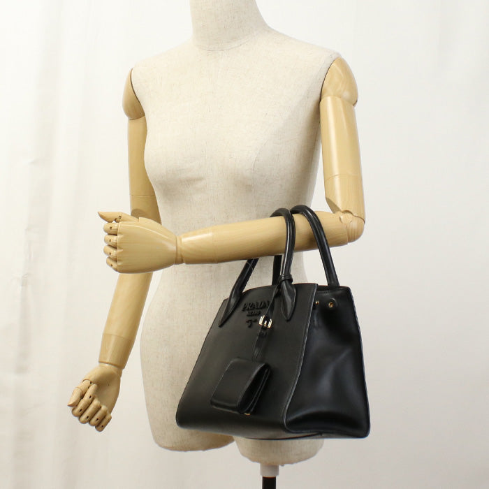 PRADA 1BA155 Tote Bag monochrome 2WAYTote Bag Safiano leather black Women