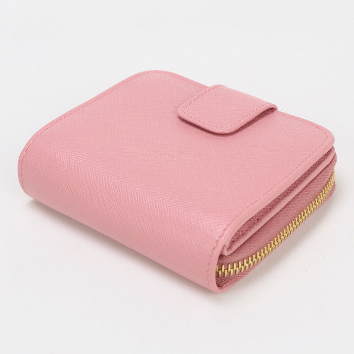 PRADA 1ML522 Bi-fold wallet Safiano U-shaped zipper wallet leather pink Women