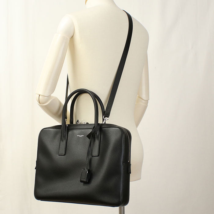 SAINT LAURENT 377865 Classic M um 2WAY business bag/Briefcase leather black mens