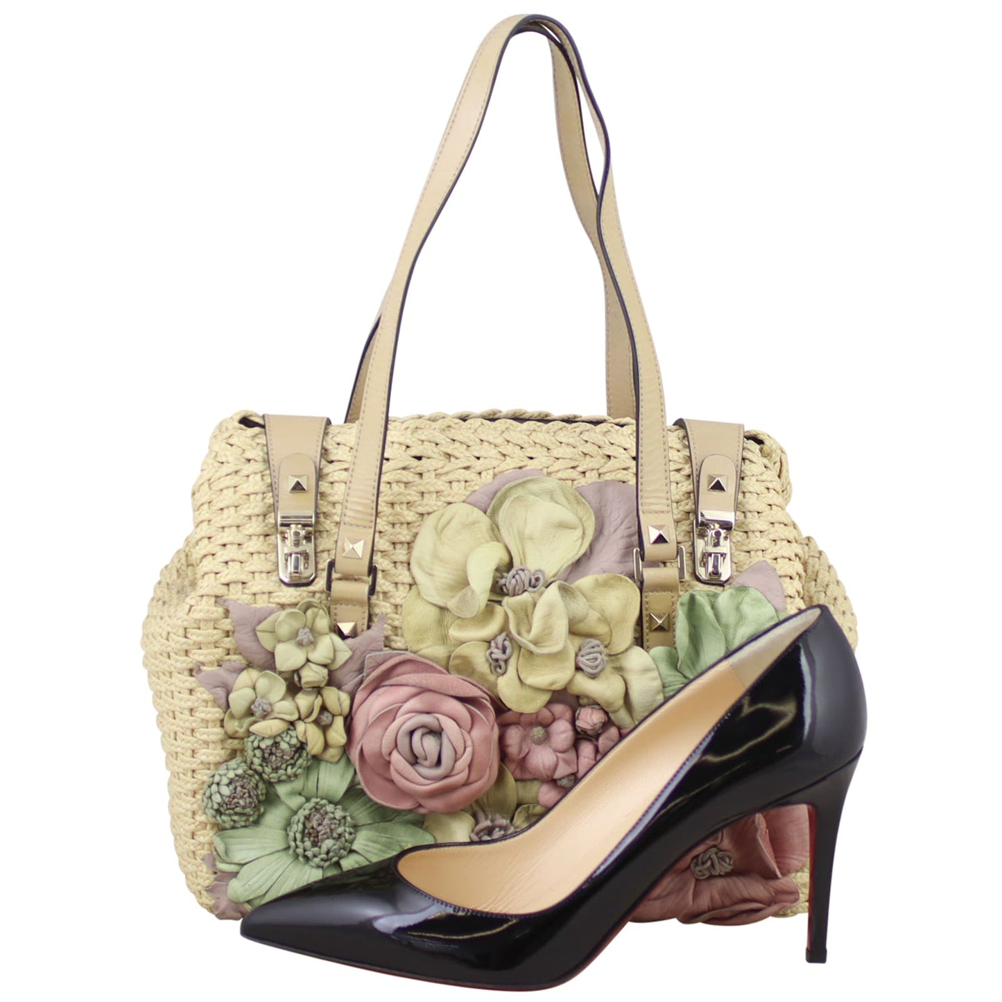 Valentino Raffia Flower Applique bag