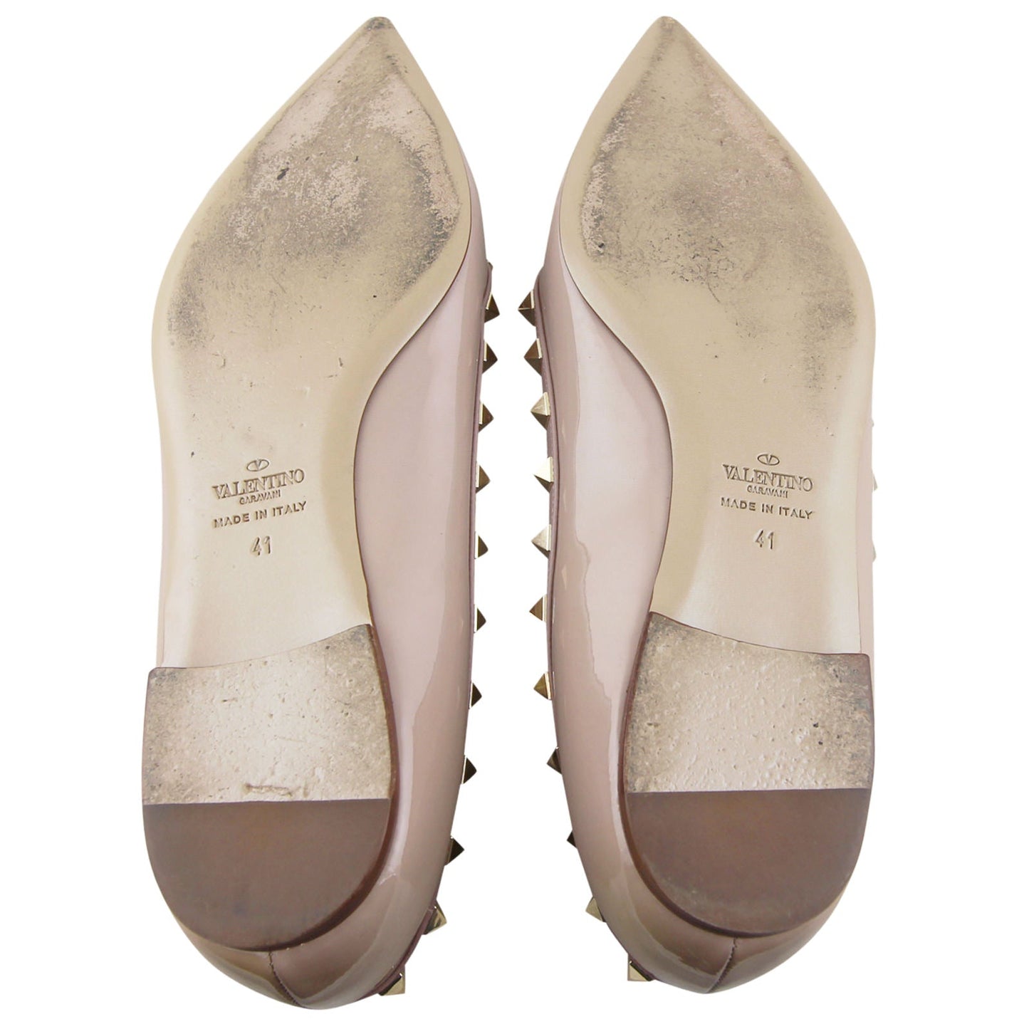 Valentino Rockstud Ballerina Flats Nude