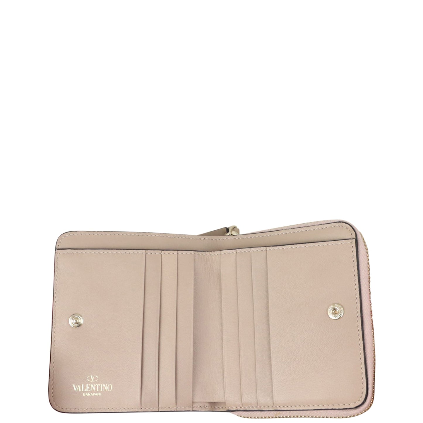 Valentino Rockstud Spike Zip Around French Wallet