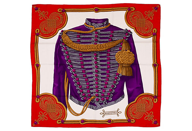 Hermes Cashmere Red Brandebourgs Shawl