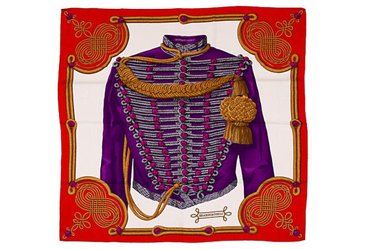 Hermes Cashmere Red Brandebourgs Shawl