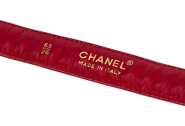 Chanel Red Leather Chain Belt