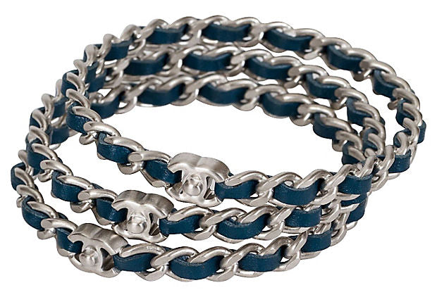 Chanel Silver & Blue Bangles S/3