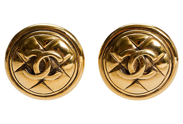 1980s Chanel Oversize Quilted Earrings