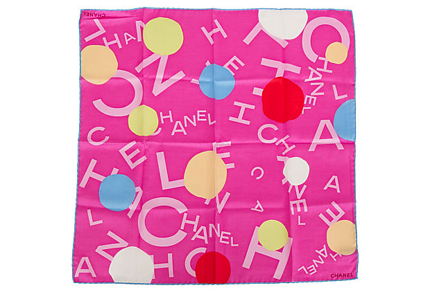 Chanel Hot Pink Logo Pocket Scarf