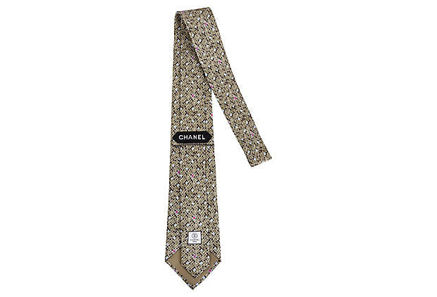 Chanel Green Blue Logo Tie
