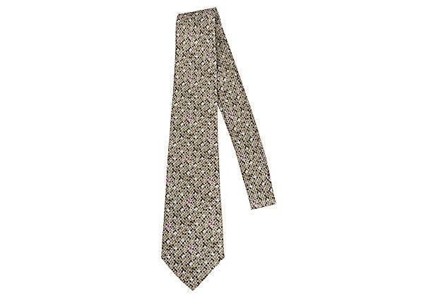 Chanel Green Blue Logo Tie