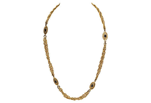 Chanel Black Bead Double Necklace 1982