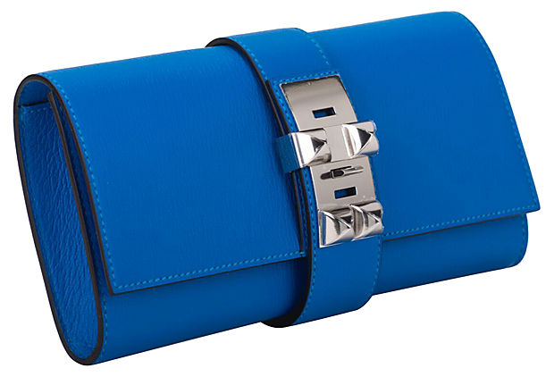 Hermes Blue Zanzibar Chevre Medor Clutch