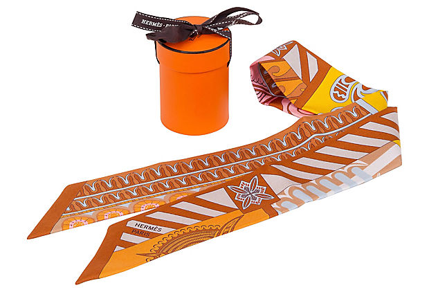 Hermes Camel Geometric Twilly Medor