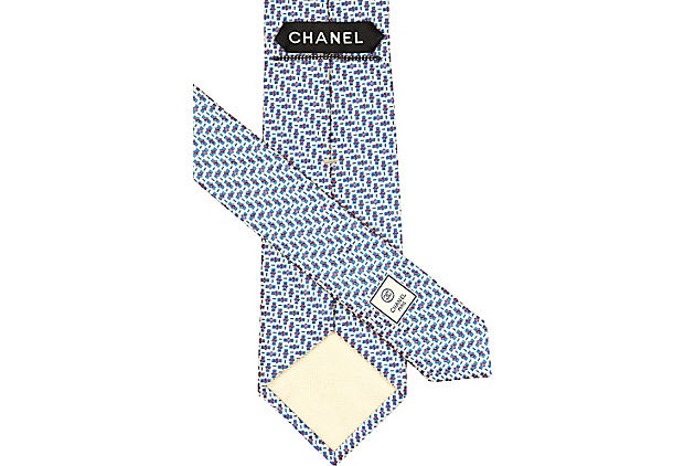Chanel Blue Print Silk Tie