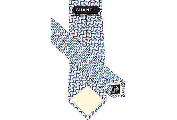 Chanel Blue Print Silk Tie