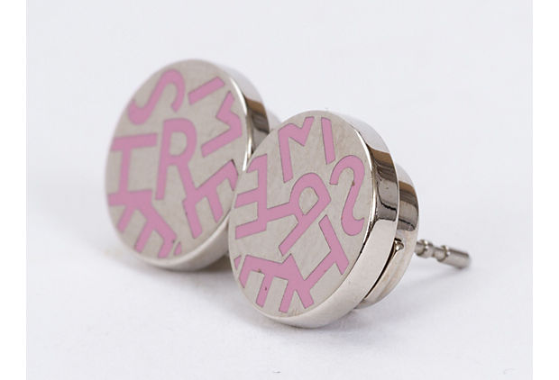Hermes Mini Pierced Pink Round Earrings