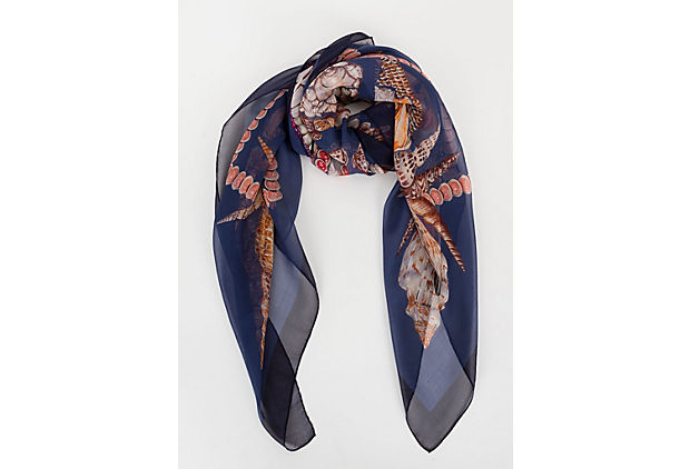 Hermes Rocaille Blue Chiffon Xlg Shawl