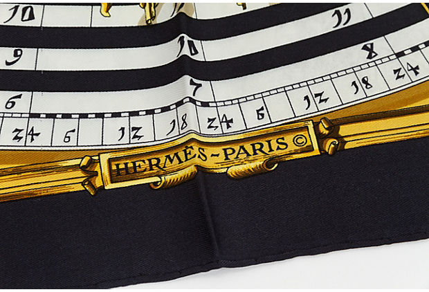 Hermes Black Astrologie Silk Twill Scarf