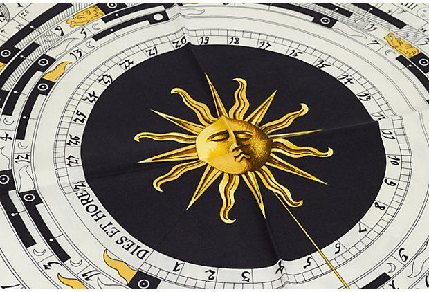 Hermes Black Astrologie Silk Twill Scarf