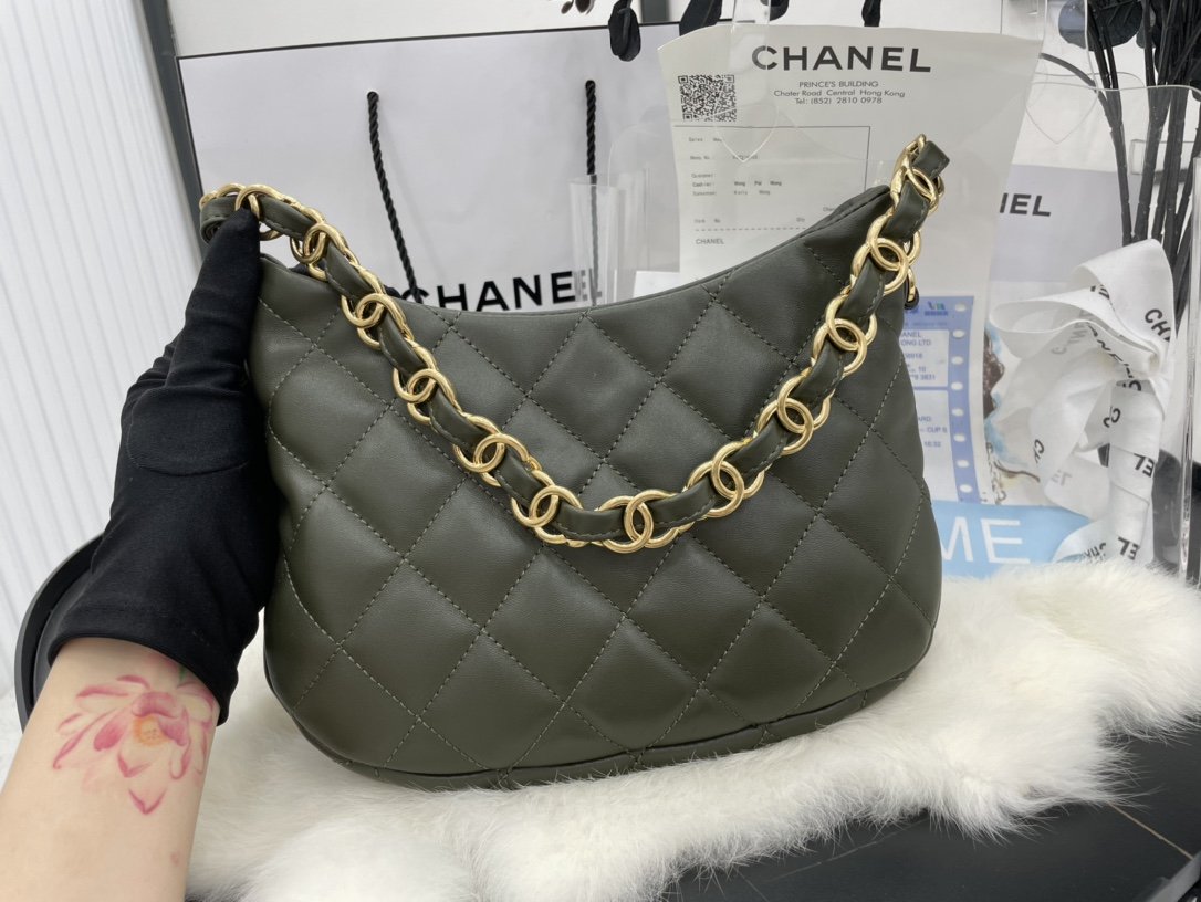 CHLHobo Handbag Emerald Green For Women, Women’s Bags 9in/24cm