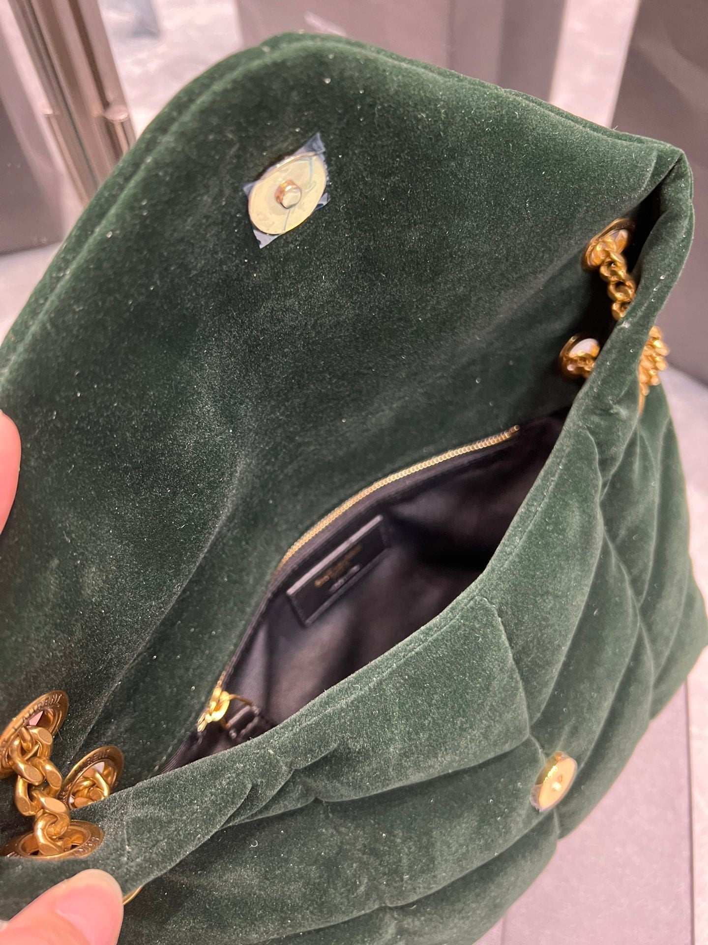 YSSL Puffer Small Chain Bag Dark Green For Women, Women’s Bags 11in/29cm YSL‎