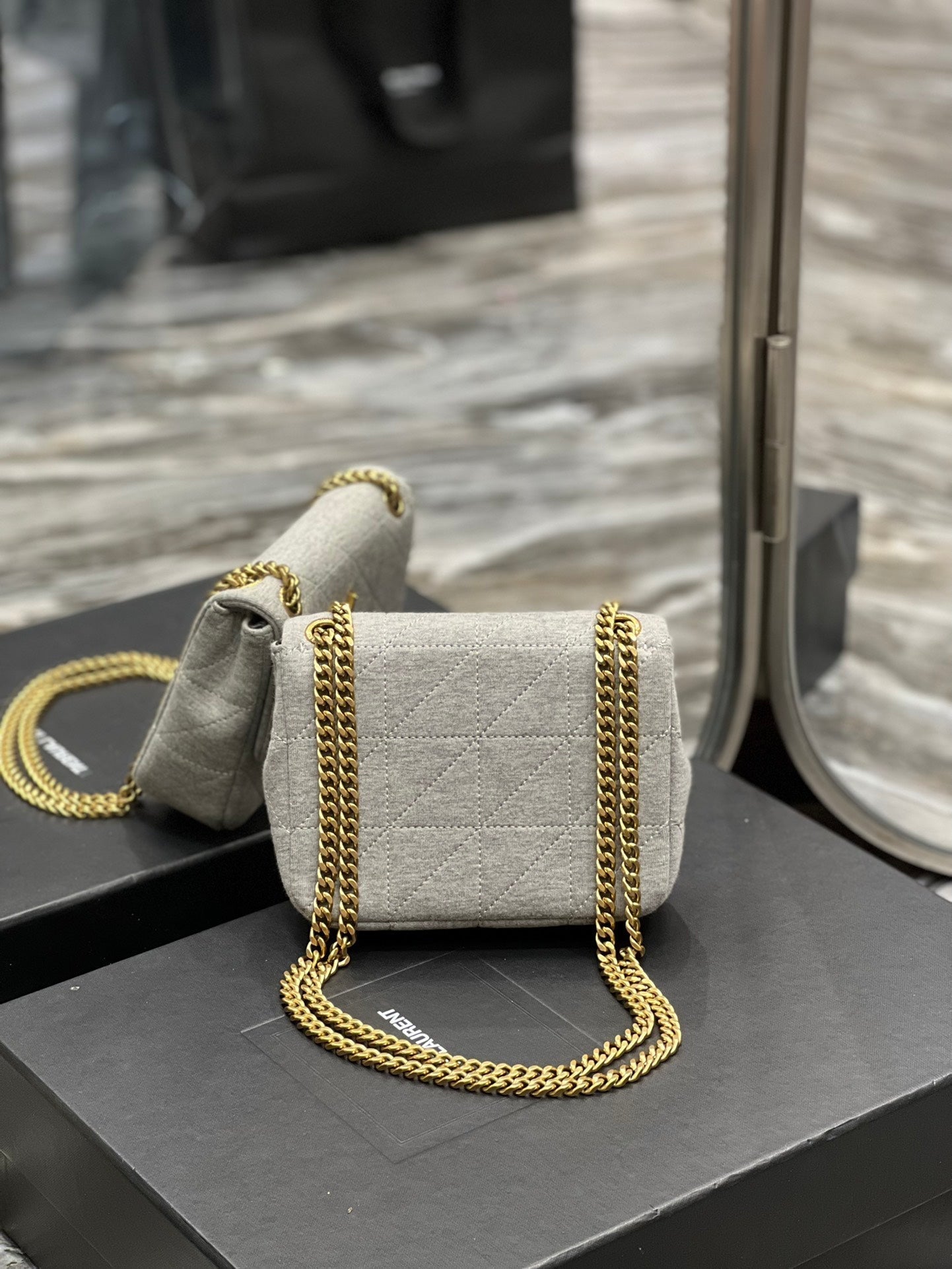 Top Quality Jamie Mini Chain Bag Grey For Women, Women’s Bags 6.9in/17.5cm YSL 6981622F9271407