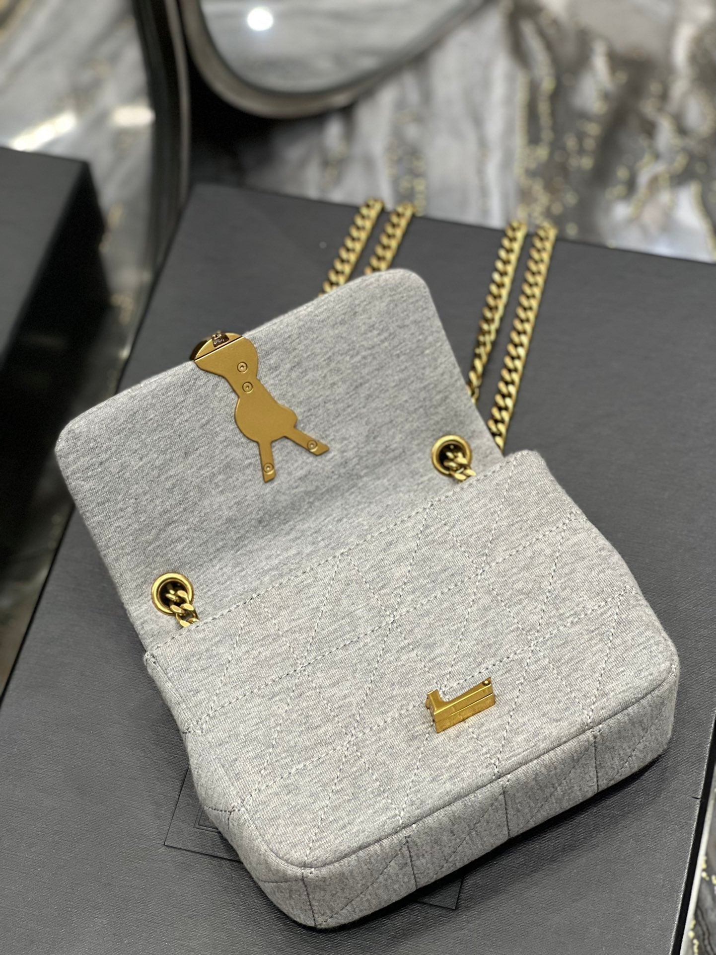 YSSL Jamie Mini Chain Bag Grey For Women, Women’s Bags 6.9in/17.5cm YSL 6981622F9271407