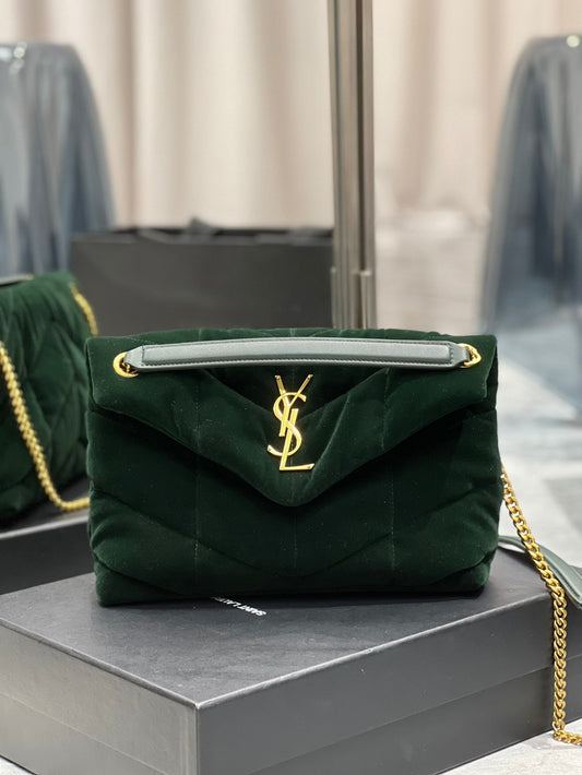 YSSL Puffer Small Chain Bag Dark Green For Women, Women’s Bags 11in/29cm YSL‎