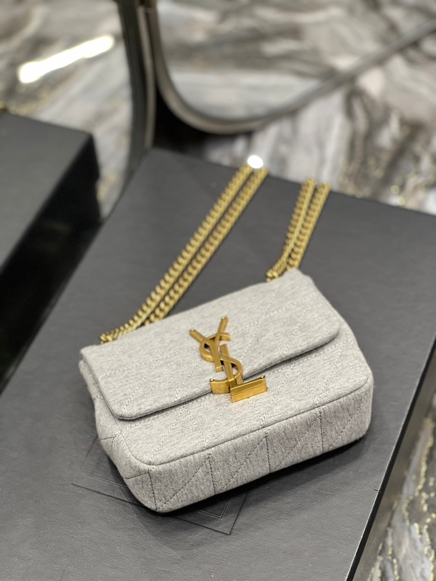 YSSL Jamie Mini Chain Bag Grey For Women, Women’s Bags 6.9in/17.5cm YSL 6981622F9271407