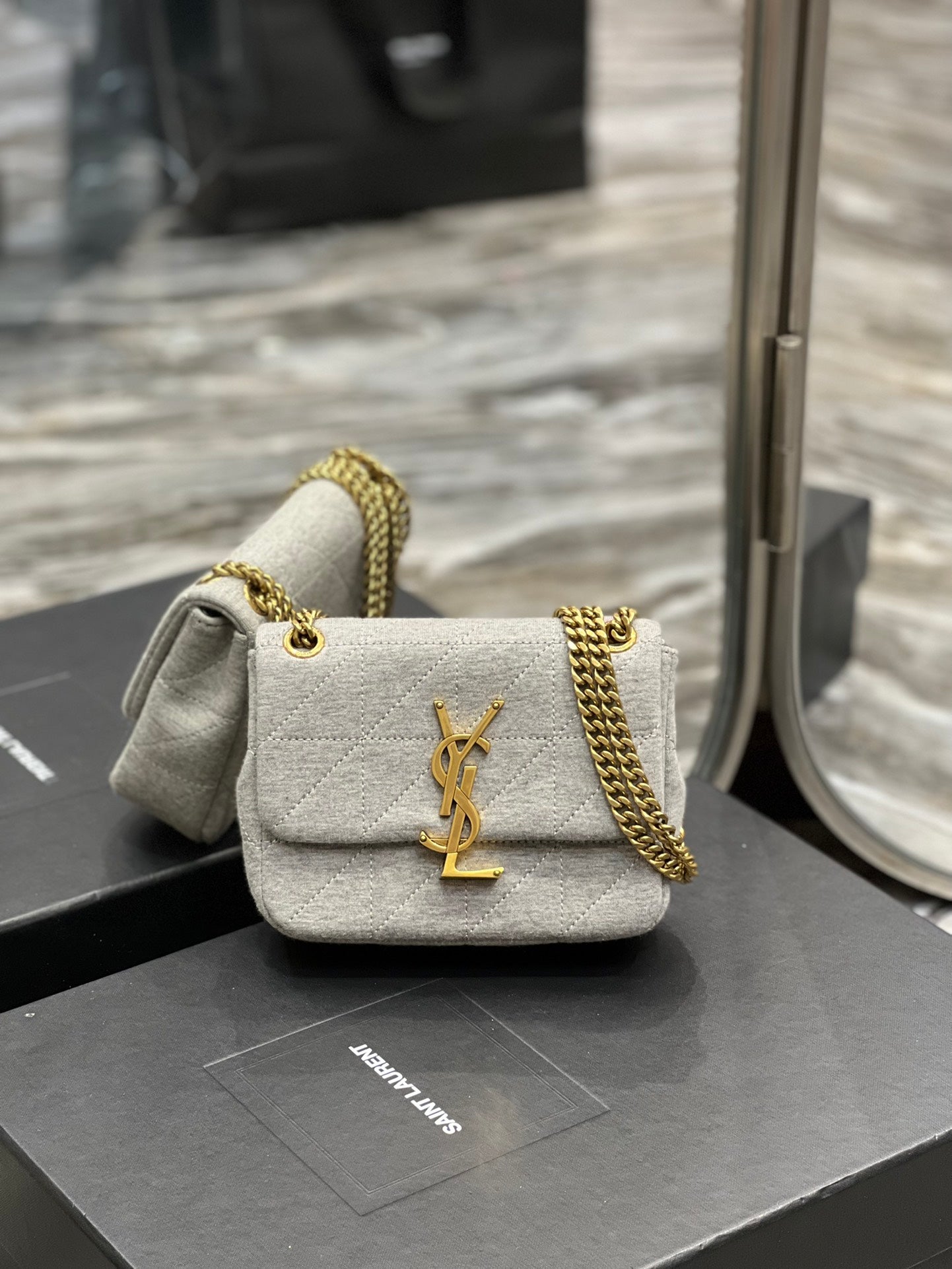 Top Quality Jamie Mini Chain Bag Grey For Women, Women’s Bags 6.9in/17.5cm YSL 6981622F9271407